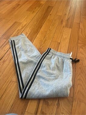 NWT ADIDAS Grey Jogger Pants with Black Side Stripes women